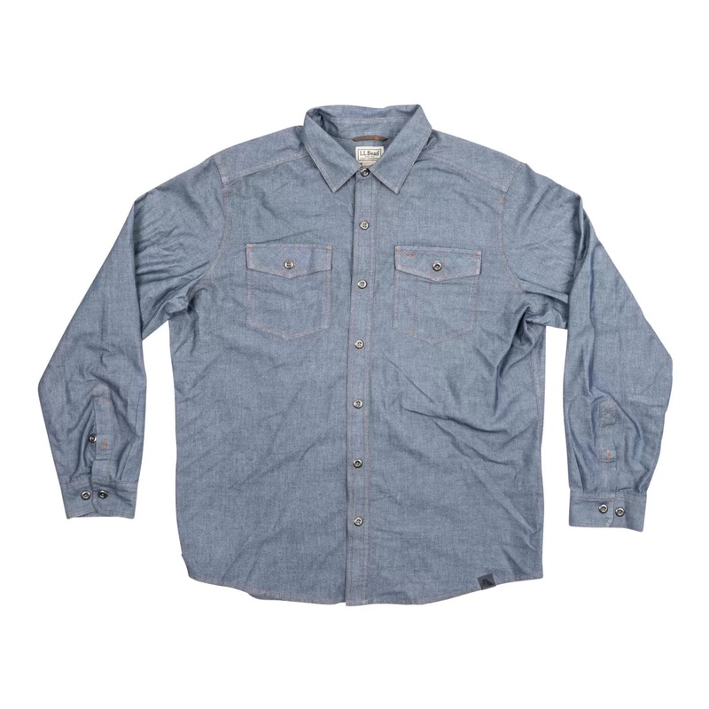 L.L. Bean Denim Long Sleeve Button Up Shirt - Men's