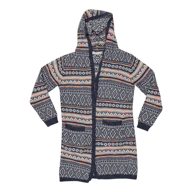 Monteau Los Angeles Hooded Printed Open Front Cardigan - Women's