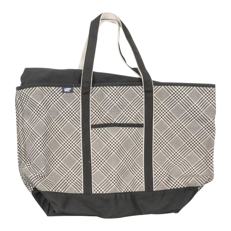 Lands' End Extra Large Print 5 Pocket Zip Top Canvas Tote Bag