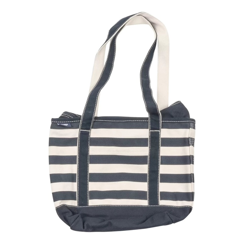 Lands' End Medium Print 5 Pocket Open Top Canvas Tote Bag