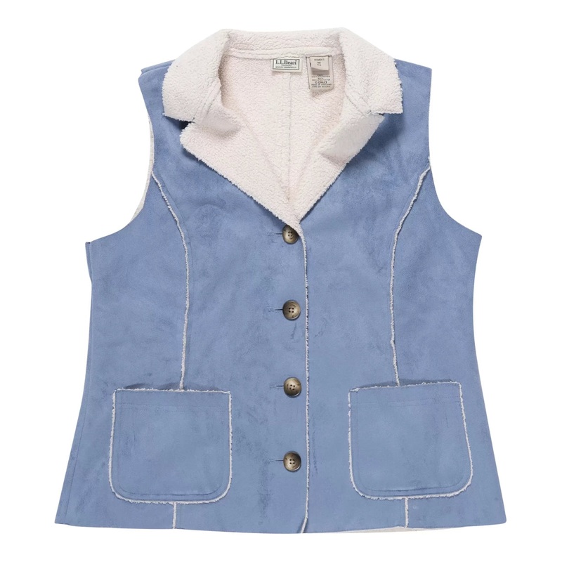 L.L. Bean Faux Suede Sherpa-Lined Vest - Women's